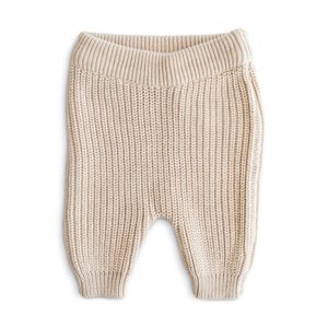 Mushie Chunky Knit Pants - Beige - age 6-9 Months
